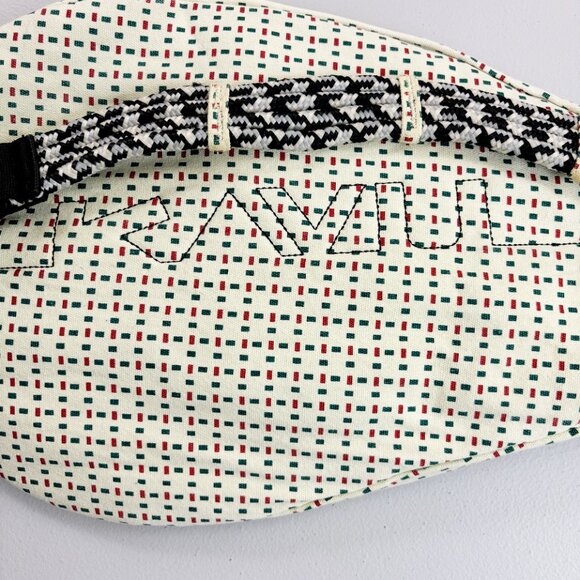 KAVU Original Rope Sling Bag Crossbody Pack Cotton Canvas Dash Print Ivory Teal main image 4
